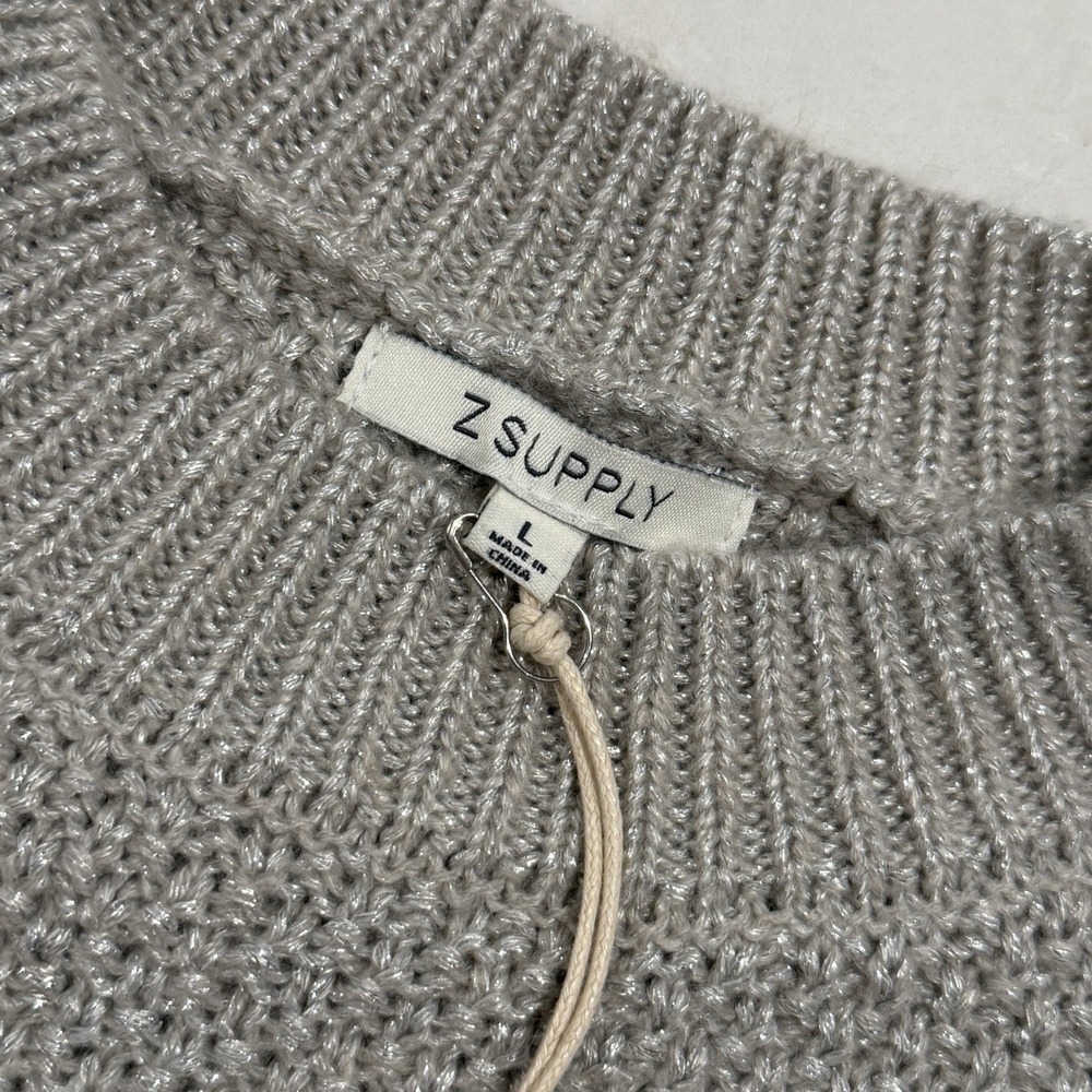 Z Supply Womens Eternal Metallic Cable Knit Sweater Size L New With Tags - Picture 3 of 6